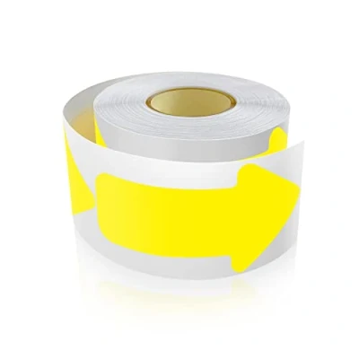 Image of Arrow Floor Stickers Vinyl 5 x 10 cm Self adhesive Direction Arrows Sign Waterproof Removable 200 Labels per Roll Yellow