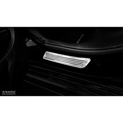 Image of Avisa Inox door sill protectors compatible with Mercedes C Class W205 2014 2019 &amp; FL 2021 W206 2 pieces (rear doors)
