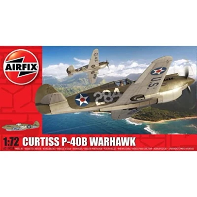 Image of Airfix Model Set A01003B Curtiss P 40B Warhawk Building Kit Plastic Plane Kits for Adults &amp; Children 8+, Includes Sprues Decals 1:72 Scale