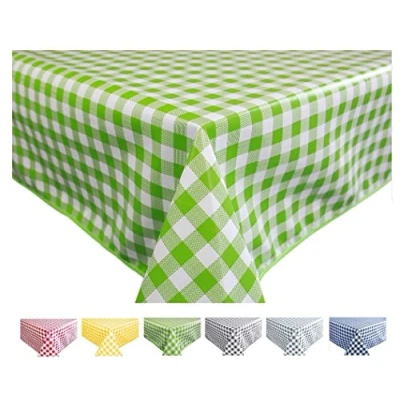 Image of Home Direct Rectangular Oilcloth PVC Wipe Clean Tablecloth Table Cover 140cm x 200cm 55x78 Gingham Check Green