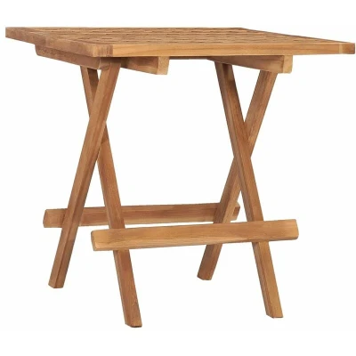 Image of vidaXL Folding Garden Table Solid Teak Wood Picnic Indooor and Outdoor Dining Square Shape Space Saving Design Ready Assembled Brown
