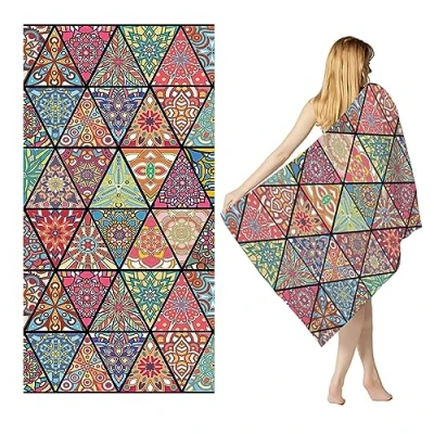 Image of ZPPLD Beach Towel,Microfiber Towel,Extra Large Towel 180X100CM, and Free Super Lightweight Travel Towels for Swimming Pool, Camping, Picnic, Yoga Gym Sports (B)