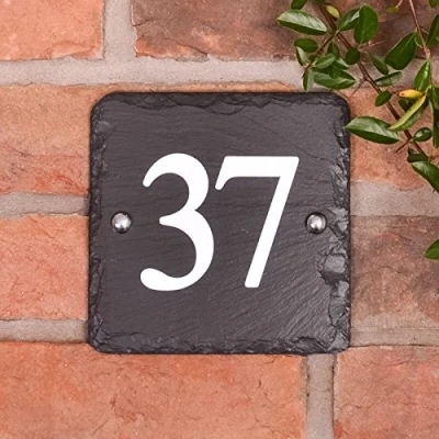 Image of Square Rustic Slate House Number with 1 or 2 digits