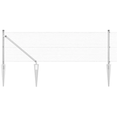 Image of vidaXL Welded Wire Fence with 13 Spike Posts 0.6x100 m Galvanised Steel