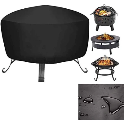 Image of Dynamicoz Fire Pit Cover,Waterproof And Weatherproof Heavy Duty Round Pit/Table Cover Anti UV Gas Firepit Furniture Table Covers
