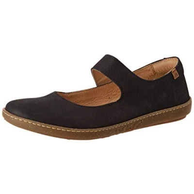 Image of El Naturalista Women&#039;s Coral Closed Toe Ballet Flats, Black (Black Black), 6 UK