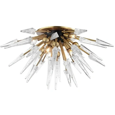 Image of Sparta 6 Light Semi Flush Brass, Glass