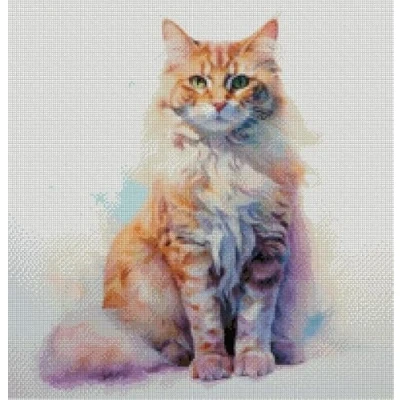 Image of cat in Color, Pink, 14 Count 200x200 aida, 36x36 cm, Cotton Thread, Counted Cross Stitch Kits