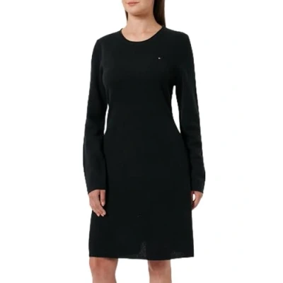 Image of Tommy Hilfiger Women’s Long Sleeve Soft Wool Flared Jumper Dress, Black (Black), S