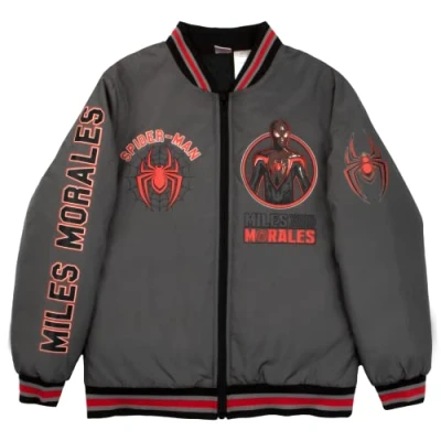 Image of Marvel Superheroes Bomber Jacket for Boys, Avengers and Spider Man (Grey, Size 7)