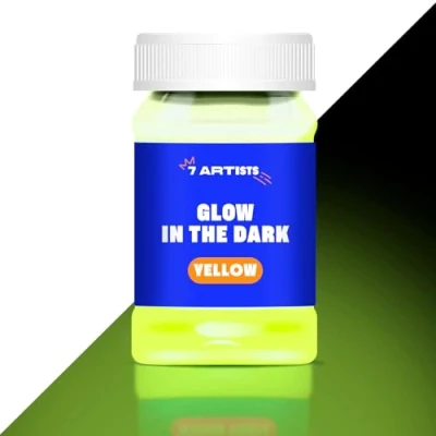 Image of 7 Artists Glow in the Dark Paint Yellow 100 ml UV Neon Fluorescent Luminous Acrylic Paints