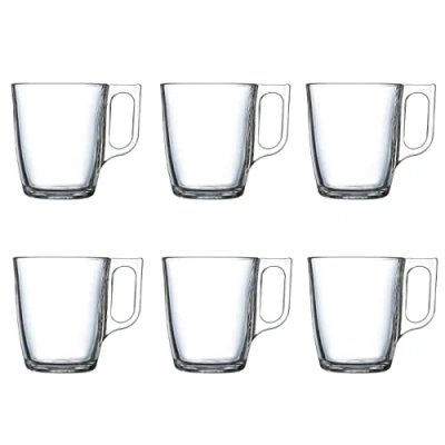 Image of Luminarc New Set 6 Cups Breakfast Mugs Coffee Glass Microwave 25cl, Black