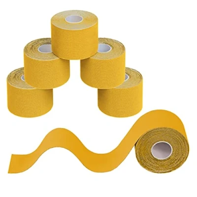 Image of BB Sport 6 Rolls Kinesiology Tape 5 m x cm Many Colors E Book Application Examples Muscle Support Elastic Strapping Tape, Colour:Yellow