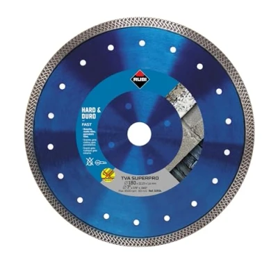 Image of RUBI Hard Materials Turbo Viper Diamond Blade Dry Cutting of Granite, Rustic Tiles, Klinker, Refractories, Slate and Porcelain Tiles Inside D.: 22,2 mm Outside 180 TVA SUPERPRO