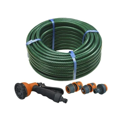 Image of Faithfull PVC Reinforced Hose 15m Fittings &amp; Spray Gun FAIHOSE15AV