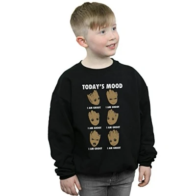 Image of Marvel Boys Guardians of The Galaxy Groot Today&#039;s Mood Sweatshirt Black 12 13 Years