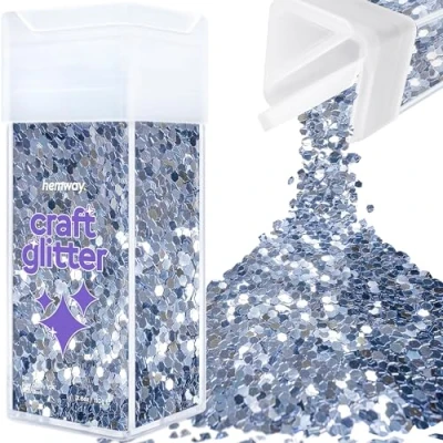 Image of Glitter for Craft Shaker Azure Blue Resin Tumblers Cards Christmas Jewellery Candle Super Chunky Nail Face Cosmetic 110g / 3.9oz