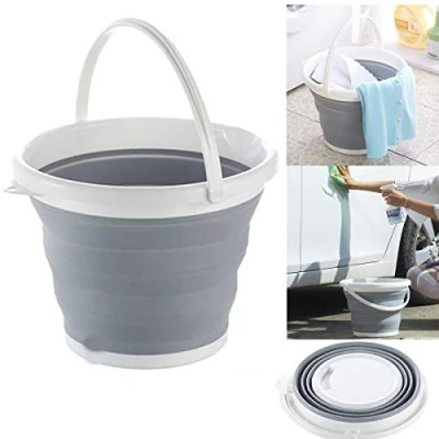 Image of Mantraraj Folding Collapsible Portable Plastic Silicon Bucket Tub Camping For Kitchen Garden Water Carrier Cleaning Washing Space Saving Outdoor Waterpot