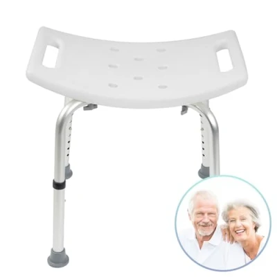 Image of KARAT Noah Plus Shower Stool Height Adjustable 37.5 49.5 cm Load Capacity up to 136 kg Bathroom for Seniors Bath Non Slip Rubber Feet