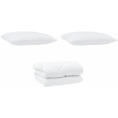 Image of vidaXL Winter Duvet with Pillow 3 pcs White 260 x 220 cm Microfibre