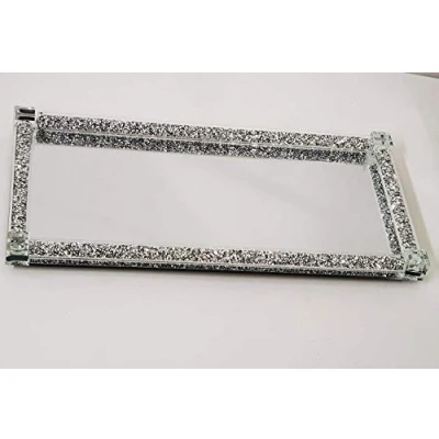 Image of DEENZ Diamante Mirrored Crystal Candle Rectangle Plate Holder Loose Jewel an Elegant Addition to Your Home Best Gift