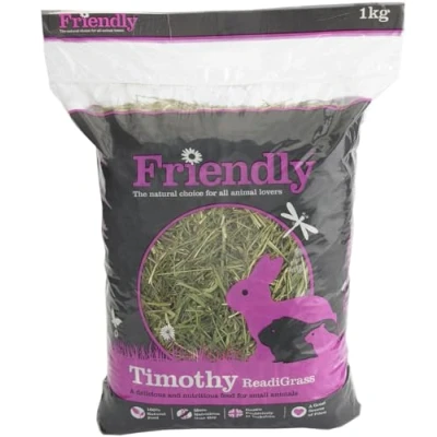 Image of Friendly Timothy Hay ReadiGrass Yorkshire Grown Natural Grass for Small Animal Food Guinea Pigs, Rabbits, etc. 4x 1kg Bags