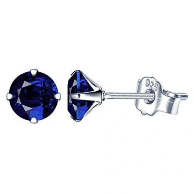 Image of Yumilok 925 Sterling Silver Birthstone Stud Earrings for Men Women Round Cubic Zircon Set 6MM