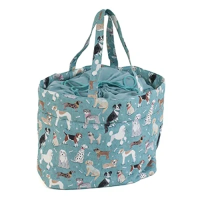 Image of Hobby Gift Drawstring Fabric Craft Tote Bag, Dogs (MR4724)