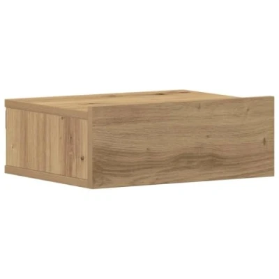 Image of vidaXL Floating Nightstand Wall Mounted Bedside Table in Artisan Oak, Engineered Wood, 40x32x15 cm Perfect Space Saver for Compact Bedrooms