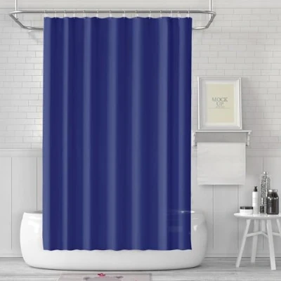 Image of LUKDUNG 180 x cm Bath Curtain, Shower Anti Mould in Bathroom, Curtain for Bathtub, Shower, Made of Fabric, Waterproof, Washable, Washable PEVA with 12 Rings,