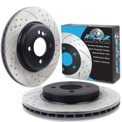 Image of Front Drilled Grooved 276mm Brake Discs Pair For Mini One Cooper S R50 R52 R53