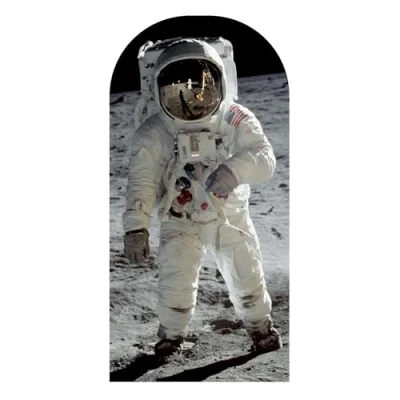 Image of Star Cutouts Ltd SC1347 Buzz Aldrin Astronaut Cutout Man on The Moon Stand in Cardboard Standee Perfect for Parties, Gifting and Events 5ft 4 194cm Tall