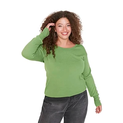 Image of Trendyol Women&#039;s TBBAW23AN00038/Açık Yeşil Sweatshirt, Light Green, 3XL