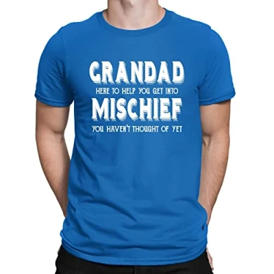 Image of Mens Grandad Help You Get Into Mischief Funny Slogan T Shirt Royal Blue (XL)