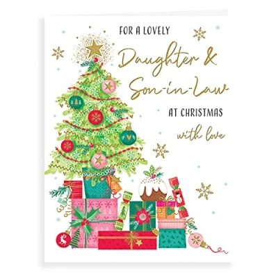 Image of Piccadilly Greetings Modern Christmas Card Daughter &amp; Son In Law 8 x 6 inches