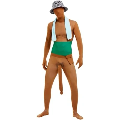 Image of Smiffys Big Willy Man Costume, with All In One, Hat, Scarf &amp; Bag, Funny Fancy Dress, Adult Dress Up Costumes