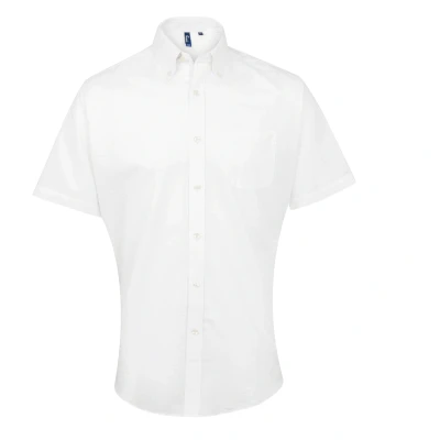 Image of Premier Mens Signature Oxford Short Sleeve Work Shirt (White) Size 18R