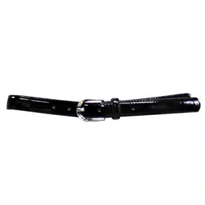 Image of Zac&#039;s Alter Ego 2.5cm Shiny Black Skinny Pencil Belt with Silver Buckle