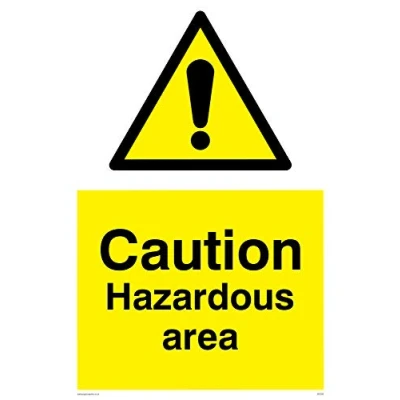 Image of Viking Signs WC492 A4P V &quot;Caution Hazardous Area&quot; Sign, Vinyl, 300 mm H x 200 W