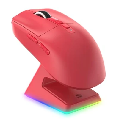 Image of VGN GAMEPOWER ATTACK SHARK X6 SUPERLIGHT Wireless Gaming Mouse with RGB Charging Dock, 49g Ultralight Mice, 26,000 DPI, PixArt PAW3395, 2.4G/USB C Wired/Bluetooth, G502, 200Hrs Battery, Red