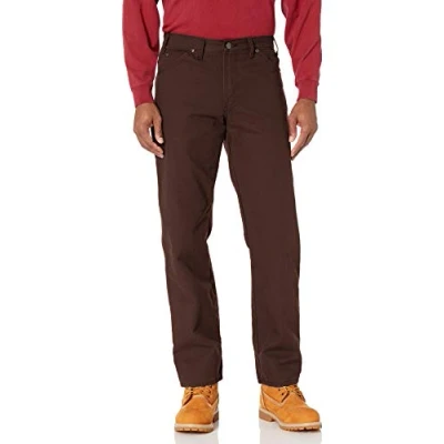Image of Dickies Men&#039;s Relaxed Fit Straight Leg Duck Carpenter Jean, Rinsed Chocolate Brown, 38W x 32L