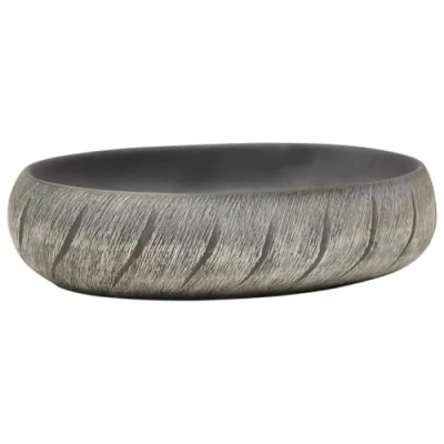 Image of vidaXL Countertop Basin Black and Grey Oval Ceramic Impression Making, Durable, Easy to Clean Handmade Bathroom Sink