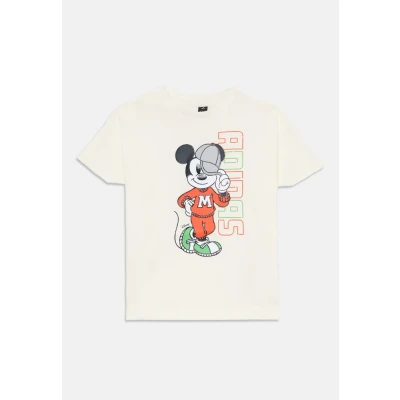 Image of adidas Performance Disney Mickey Mouse Unisex Print Tshirt for kids, Size: 9 12m, Off white/lime burst