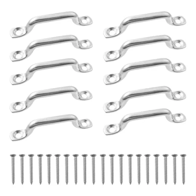 Image of SyiXute 10 Pcs Boat Top Pad Eye Deck,Stainless Steel Eye,5 mm Kayak Deck Loops Tie with 20 Screws for Canoe Riggin