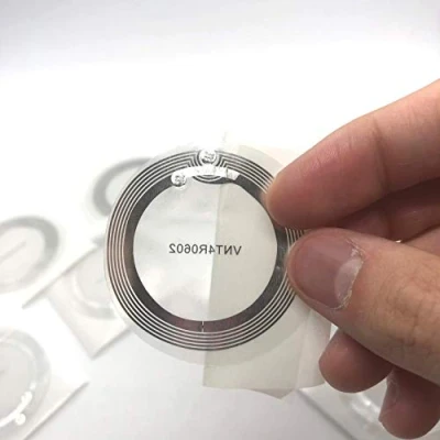 Image of 10 x NFC Tags NXP Chip NTAG215 504 Bytes Memory Extra Wide Round Antenna 45 mm Ultra Thin 0.15 self adhesive labels transparent High Scan Strength with Slim Design Strong Glue