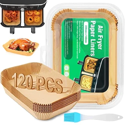 Image of VIKKI 120PCS Air Fryer Paper Liners for Ninja Dual, 8.7inch Disposable Parchment Liners, Accessories AF300UK AF400UK Ninja, Salter, Tower, Dual Zone