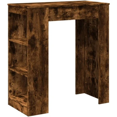 Image of vidaXL Bar Table with Racks Kitchen Bistro Smoked Oak Engineered Wood 95 x 47 103.5 cm 3 Storage Compartments for Dining, Living Room