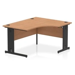 Image of Impulse 1400 RH Crescent Desk Oak Top Black Cable Managed Leg