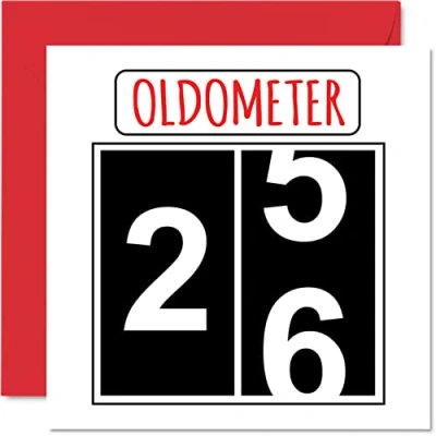 Image of Fun 26th Birthday Cards for Men Woman Oldometer Happy Card Son Daughter Brother Sister Uncle Auntie Niece Nephew Cousin, 145mm x Greeting Cards,