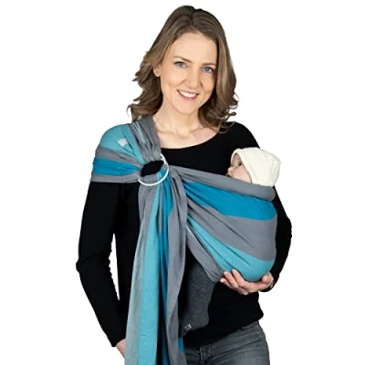 Image of Hoppediz Ring Sling Baby from Birth 100% Cotton Tested for Harmful Substances Brighton Design
